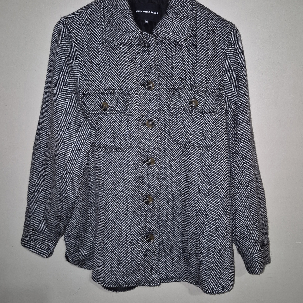 Wool Poly Who What Wear Herringbone Medium